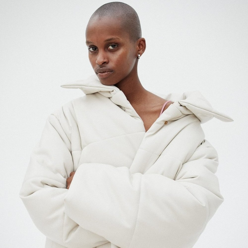 NWT Nanushka Hide Vegan Puffer Jacket Creme Size L